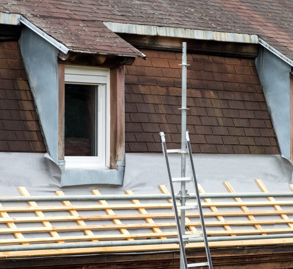 Travaux de restauration sur une toiture